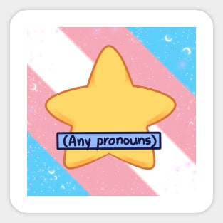 Trans Star Pronoun Badge - Any Pronouns Sticker